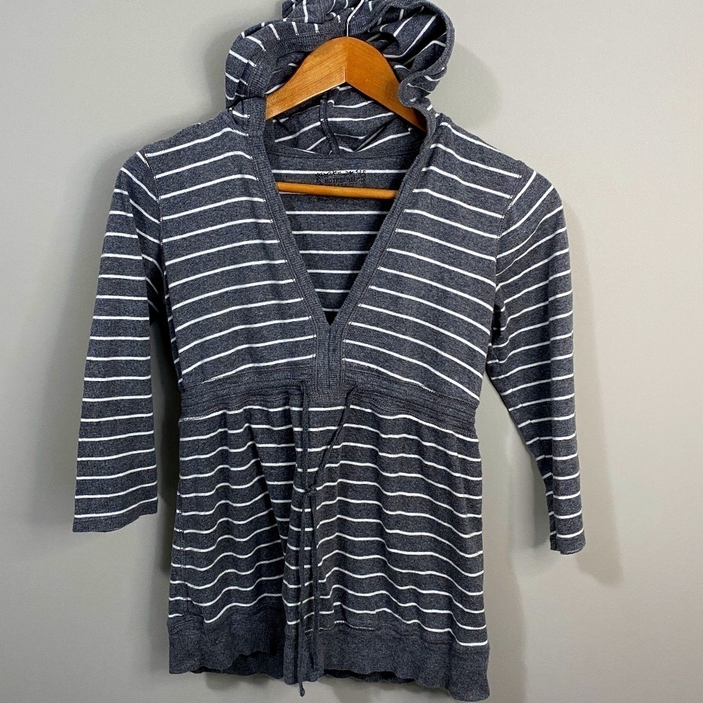Motherhood Maternity Long Sleeve Gray Striped Hoodie‎ Size Small
